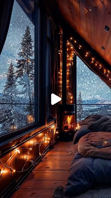 @relaxinoffgrid on Instagram: "❄️ 🏠 ❄️ 
.
.
.
#snow #snowday #homesweethome #homedecor #homedesign #tinyhouse #tinyhome #cottage #cottagecore #cottagestyle #relax #relaxing #relaxation #nature #naturelovers #naturelover #naturelove #winter" Cozy Rainy Day Bedrooms, Cozy Bedroom Rainy Day, Cozy Rainy Day Aesthetic Bedroom, Cottage At Night Aesthetic, Snowy Bedroom View, Cozy Places, Ture Love, Oh Holy Night, Cozy Place