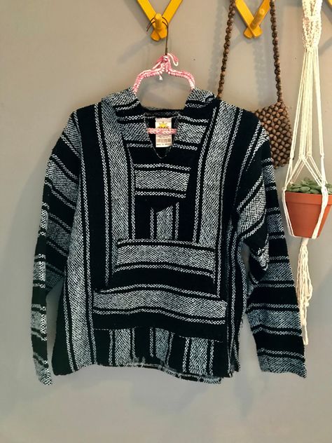 vintage Mexican baja hoodie / women's small Sunspecs woven poncho by BonniesBasementFinds on Etsy https://www.etsy.com/listing/660396657/vintage-mexican-baja-hoodie-womens-small Mexican Hoodie, Mexican Baja Hoodie, Hippie Hoodie, Black And White Coat, Baja Hoodie, Hoodie Brands, Vintage Mexican, Coats And Jackets, White Hoodie