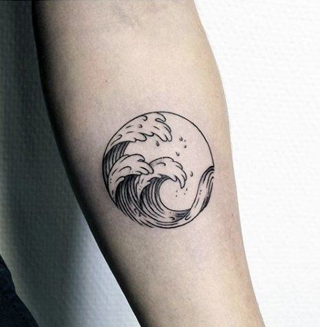 Inner Forearm Circle Manly Simple Wave Tattoos For Men Wave Tattoo Ideas, Tattoo Wave, Simple Wave Tattoo, Wave Tattoo Design, Basic Tattoos, Kunst Tattoos, Circle Tattoos, Wave Tattoo, Wild Tattoo