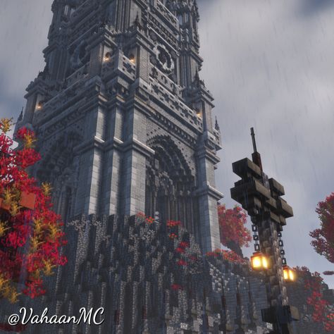 I used Vienna's City Hall Tower as the reference for this build.  Turned it into a bit of a fantasy build :) Gothic Tower, Was It Worth It, Minecraft Inspo, Minecraft Blueprints, Pocket Edition, Minecraft Buildings, Minecraft Builds, Minecraft Building, Minecraft Projects