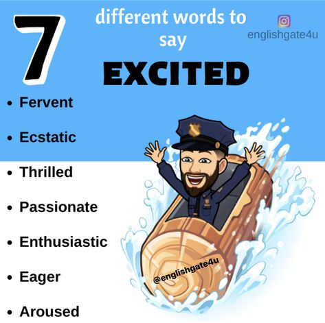 Other Words For Excited, Synonyms For Excited, Ielts Reading, English Dictionary, English Language Teaching, Words To Use, English Dictionaries, Study Material, Special Words