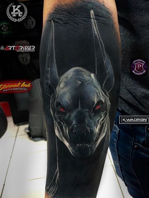 Tattoo Designs With Meaning, Cover Up Tattoos For Men, Rabe Tattoo, Designs With Meaning, Anubis Tattoo, Black Tattoo Cover Up, Skull Sleeve Tattoos, Egypt Tattoo, Scary Tattoos