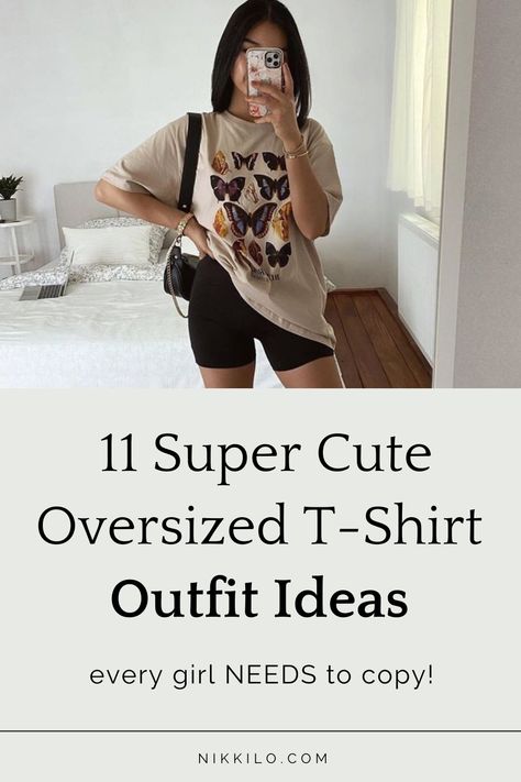 Oversized T Gym Outfit, Styling A Large Tshirt, Dress Up Oversized Tshirt Outfit, How To Style Oversize T Shirt, How To Wear Oversized Tshirt With Leggings, Styling Oversized Tshirt With Leggings, Elevated T Shirt Outfit, How To Style Oversized Shirt With Leggings, T Shirt Niche Ideas