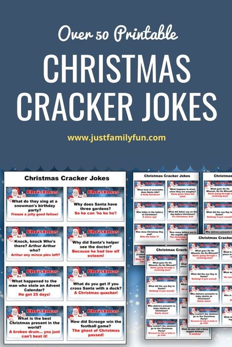 You can find our free, printable Christmas Cracker jokes as a downloadable pdf. All you need to do is print and cut them out, to then start using and lifting the festive spirit! There are lots of sheets to print out, and you can choose which ones you want depending on which jokes you think will get the biggest laughs with your family. Christmas Gift Jokes, Christmas Cracker Jokes, Homemade Christmas Crackers, Cracker Jokes, Fun Printables For Kids, Christmas Craft Show, Fun Christmas Activities, Homemade Crackers, Funny Printables