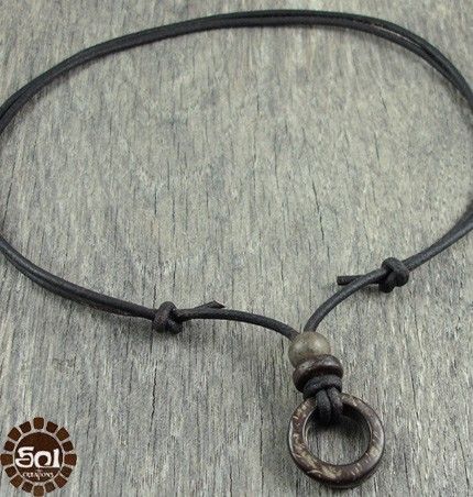 Earthy Handmade Necklace With Waxed Cord, Leather Cord Necklace Pendant, Men’s Leather Necklace, Mens Wood Bead Necklace, Male Necklace Leather, Rustic Natural Wood Necklace, Masculine Jewelry, Mens Leather Necklace, Surfer Necklace