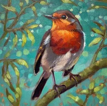 Robin Acrylic Painting, Birds On Tree Drawing, Christmas Oil Paintings, Robin Bird Drawing, Robin Bird Illustration, Robin Bird Painting, Robin Drawing, Robin Painting, Robin Art