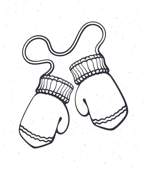 Hand drawn doodle of two christmas mitten. Winter wool glove for cold weather. New year decoration. Cartoon sketch. Isolated on white background Hand Gloves Drawing, Mittens Tattoo, Mittens Drawing, Winter Clothes Cartoon, Mitten Art, Cold Drawing, Gloves Illustration, Gloves Drawing, Christmas Mittens