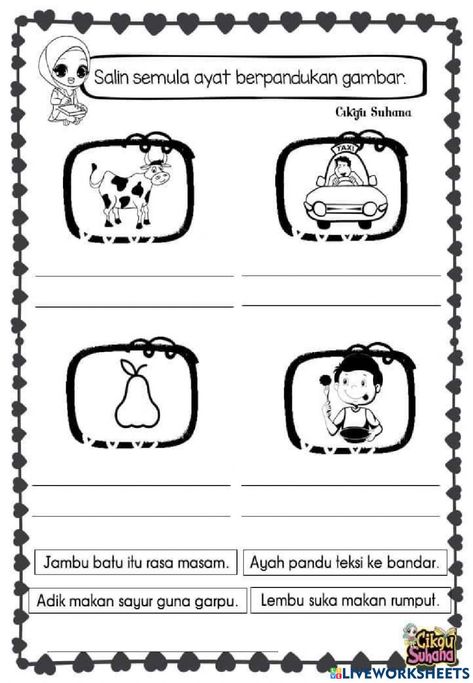 Malay Worksheets For Kindergarten, Bahasa Melayu Kindergarten, Worksheets Bahasa Melayu For Kindergarten, Bahasa Melayu Worksheet For Preschool, Latihan Pendidikan Islam Prasekolah, Bahasa Melayu, Forgot My Password, Pre Writing, Muslim Women