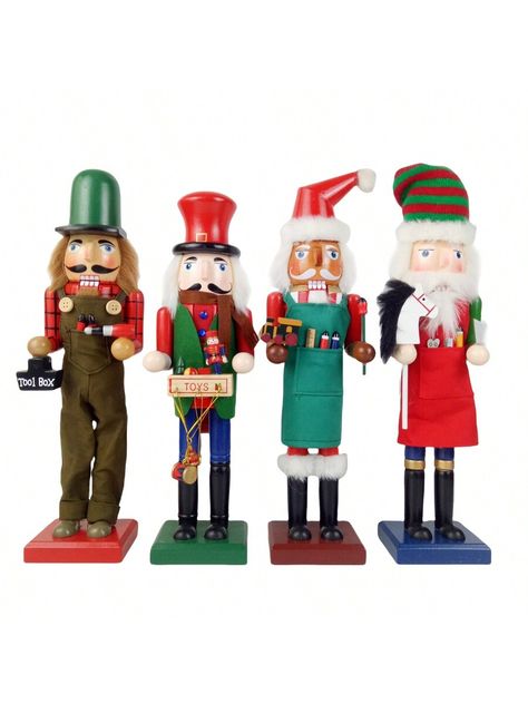 1pc Wooden Nutcracker King Soldier Ornament, Christmas Home Decor For Living Room, Shelf, Tabletop Multicolor    Wood     Home Decor, size features are:Bust: ,Length: ,Sleeve Length: Farmhouse Kitchen Table Decor, Living Room Shelf, Wooden Nutcracker, Home Decor For Living Room, Room Shelf, Wooden Christmas Decorations, Kitchen Table Decor, Wooden Christmas Ornaments, Card Book