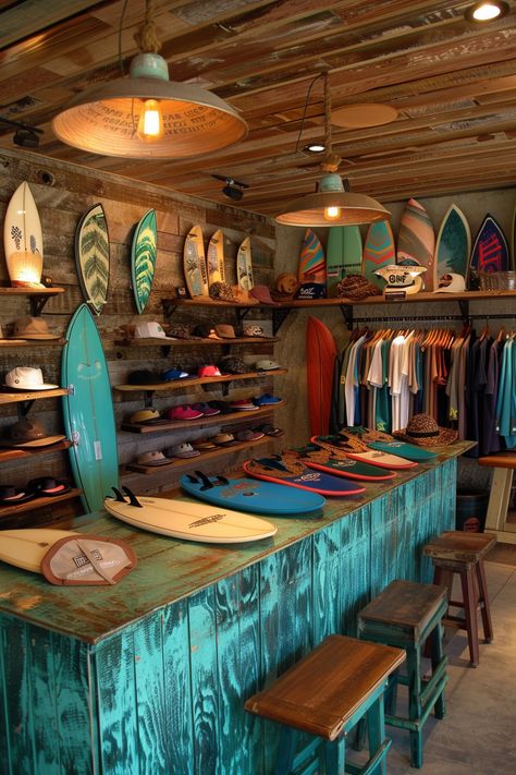 20+ Surf Shops with Stunning Interiors - TastyInteriors Surf Shop Interior, Surf Shop Aesthetic, Australia Aesthetic, Surf Shops, Surf Room Decor, Deco Surf, Surf House Decor, Future Islands, Surfing Aesthetic