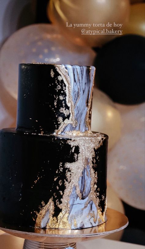 Marble Cake Design, Black Marble Cake, Geode Cake, Birthday Cakes For Her, 60th Birthday Cakes, Celebration Cake, Engagement Cakes, Marble Cake, Gold Theme