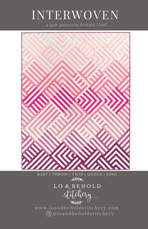 Paper Patterns – Lo & Behold Stitchery Interwoven Quilt, Quilt In A Day, Quilt Modernen, Baby Throw, Quilt Sewing Patterns, Modern Quilt Patterns, Pattern Ideas, King Quilt, Quilt Kit