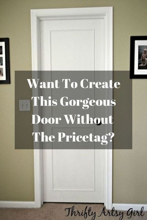 Take your boring old doors and give them a beautiful cutom made makeover on a budget. #diy #doors #doorsonabudget #trim #farmhouse #add Refinish Hollow Core Doors, Refinishing Old Doors, Plain Door Makeover, Flat Panel Door Makeover, Door Paneling, Diy Panel Door, Diy Doors, Accent Wall Entryway, Stained Trim