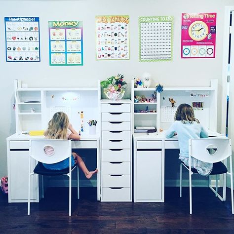 Kids Study Room Ideas, Study Room Decor Ideas, Kids Homework Room, Study Room Kids, Homeschool Room Design, Homeschool Room Organization, Kids Room Desk, Homework Room, Study Table Designs