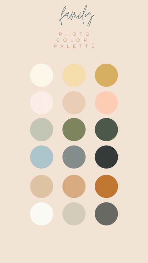 Spring Photo Color Schemes, Family Photo Color Scheme Spring Colour Palettes, Spring Earth Tones, Family Color Palette, Photoshoot Color Palette, Picture Color Schemes, Large Family Pictures, Spring Tones, Family Photo Colors