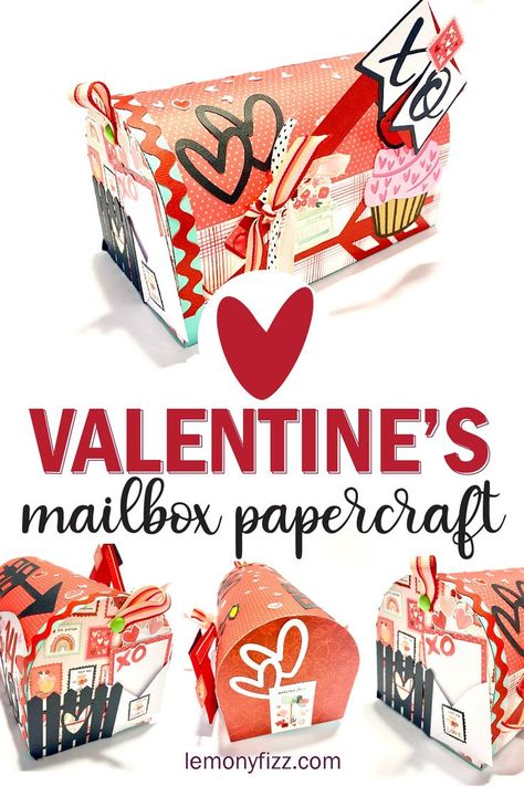 A perfect paper Valentine's mailbox to decorate for home decor projects, your child's school Valentine box, or as a way to wrap a lovely gift or candies. I used Carta Bella Paper - My Valentine Collection - 12 x 12 Collection Kit for scrapbook paper and a few of the extra embellishments such as the stamps and some sticker hearts to decorate this mailbox. The files include everything you need for embellishments. Any type of scrapbook or decorative paper will work to create an adorable mailbox. Mailbox Template, Valentine Mailbox, Valentine Collection, Mermaid Svg, Wine Svg, For Scrapbook, Valentines School, Valentine Box, Baby Svg