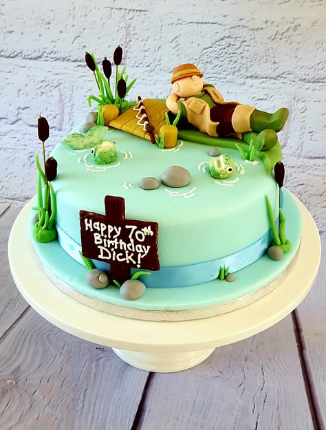 Fisherman Cakes For Men, Birthday Cake For Fisherman, Angler Torte, Fisherman Birthday Cake, Fishing Theme Cake, Fisherman Cake, Fisherman Birthday, Fish Cake Birthday, Baby Reveal Cakes