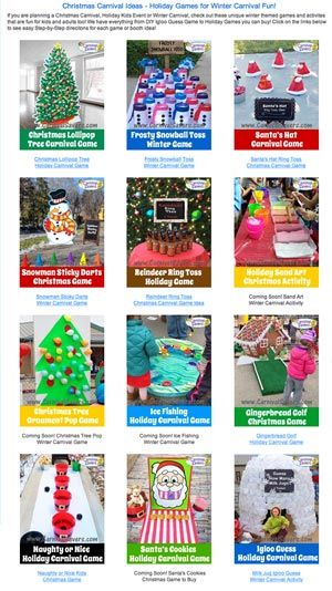 Fun Holiday, Christmas and Winter Games - Many DIY Games Too! Christmas Festival Activities, Holiday Party Kids Games, Carnival Games For Kids, Christmas Fair Ideas, Christmas Booth, School Festival, Fall Carnival, Diy Christmas Party, Xmas Games