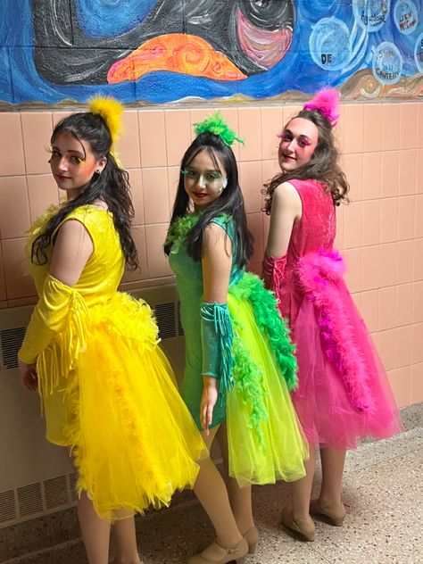 Seussical Jr Costumes, Bird Girls Seussical Costumes, Seusical Musical Costumes, Mayzie La Bird, Suessical Costumes, Suessical The Musical, Seussical Musical, Bird Costumes, Seussical Jr