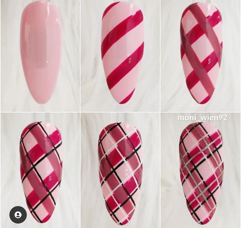 Nail Art 2023, Nail Nail Designs, Nagel Stamping, Plaid Nail Designs, Plaid Nail Art, Kutek Disney, Line Nail Art, Art Deco Nails, Nail Drawing