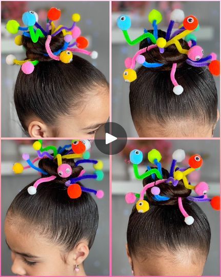 Peinado loco y divertido súper fácil de hacer 🌈 | Te enseño como hacer este peinado loco fácil y rápido 😜🌈 | By Mia peinadosFacebook Kids Wear, Angel, Halloween, Hair