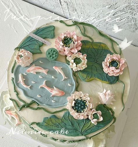 Artsy Chic Cake, Water Themed Cake, Baking Competition Ideas, Birthday Cake Fish, Thanksgiving Menu Ideas Traditional, Cake Fancy, Desserts Thanksgiving, Animals Quotes, Coquette Vibes