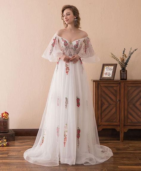 f337d999d9ad116a7b4f3d409fcc6480desc47276007ri Court Train Prom Dress, Puffy Prom Dresses, Fairy Prom Dress, Bell Dress, Court Train Wedding Dress, Prom Dresses Formal, White Evening Dress, Wedding Dress Train, A Line Prom Dresses