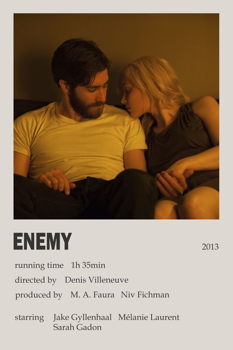 "Enemy" minimalistic polaroid movie poster Jake Gyllenhaal Movies Poster, The Best Movies To Watch, Enemy Movie Poster, Enemy Movie, Jake Gyllenhaal Movies, Polaroid Movie Poster, Romance Movie Poster, Romcom Movies, Movies To Watch Teenagers