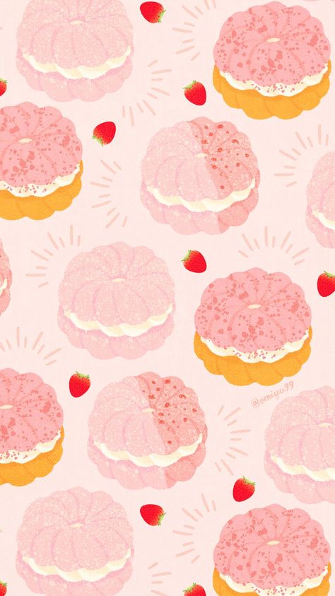 Pink Donuts Wallpaper, Donut Wallpaper, Cute Food Wallpaper, Pink Donut, Conversational Prints, Aesthetic Lockscreens, Pink Donuts, Food Wallpaper, Tablet Wallpaper