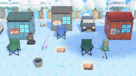 Ice Fishing Shack, Winter Cottagecore, Fishing Shack, Animal Crossing Wild World, New Animal Crossing, Animal Crossing Game, Left Out, Ice Fishing, Nerd Stuff