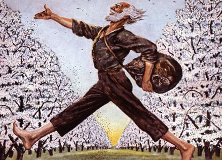 A businessman looks back at pioneering entrepreneur Johnny Appleseed. Here Comes Johnny, Leominster Massachusetts, Johnny Appleseed Day, John Chapman, Apple Orchards, Johnny Appleseed, American Frontier, Apple Seeds, Peach Trees