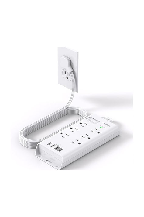 Surge Protector Power Strip - Addtam Flat Plug Extension Cord with 6 Outlet 4 USB Ports (2 USB C), 5FT Outlet Extender Strip for Home Office College Dorm Room Essentials - “This post contains affiliate links. If you click through and make a purchase, I may earn a commission at no additional cost to you.” College Dorm Room Essentials, Outlet Extender, College Dorm Room, Dorm Room Essentials, Surge Protector, College Dorm Rooms, Extension Cord, Room Essentials, College Dorm