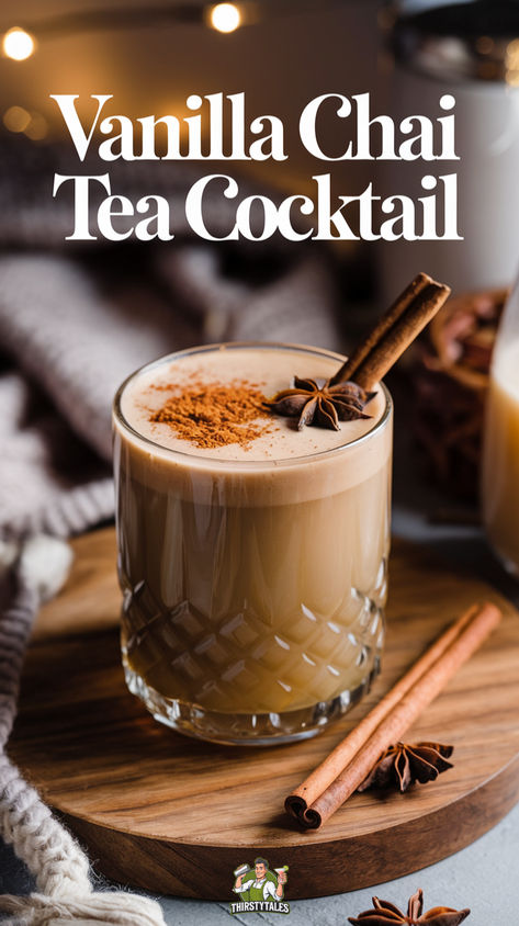 "Discover the ultimate Vanilla Chai Tea Cocktail recipe, perfect for cozy  evenings! This Spiced Vanilla Chai Drink combines rich flavors of vanilla  and chai with your choice of vodka or whiskey for a delightful twist. Enjoy  a Fall Chai Tea Cocktail that warms your soul or try our Vanilla Chai with  Rum for a festive treat. Explore our Chai Tea Latte Cocktail Recipe for a  creamy indulgence, or opt for a Spiked Vanilla Chai Recipe for that extra  kick!" Tea Alcohol Drinks, Chai Martini Drink Recipes, Vanilla Chai Recipe, Chai Tea Cocktail Recipes, Vanilla Cocktails, Chai Tea Cocktail, Cold Brew Cocktail, Chai Drinks, Chai Tea Drinks