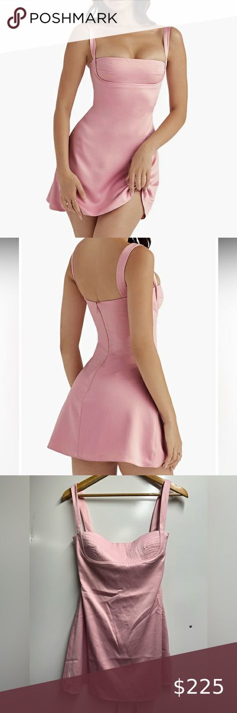 House of CB Kara Quartz Pink Square Neck Cocktail Mini Dress Size S New Cocktail Mini Dress, House Of Cb Dresses, Pink Square, Quartz Pink, Mini Cocktail Dress, House Of Cb, Sleeveless Mini Dress, Pink Fashion, Square Neck