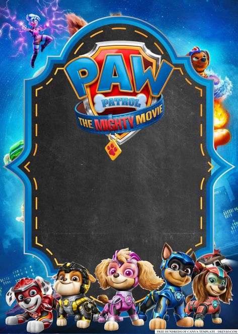 Free 14+ PAW Patrol Birthday Invitation Templates Get ready for a ruff-tastic time! Your little pup is turning another year older, and what better way to celebrate than with a paw-some birthday bash inspired by their favorite heroes, the PAW Patrol: ... Paw Patrol Birthday Card, Paw Patrol Printables, Paw Patrol Decorations, Paw Patrol Birthday Invitations, Paw Patrol Birthday Cake, Movie Birthday Party, Another Year Older, Paw Patrol Cake, Paw Patrol Pups