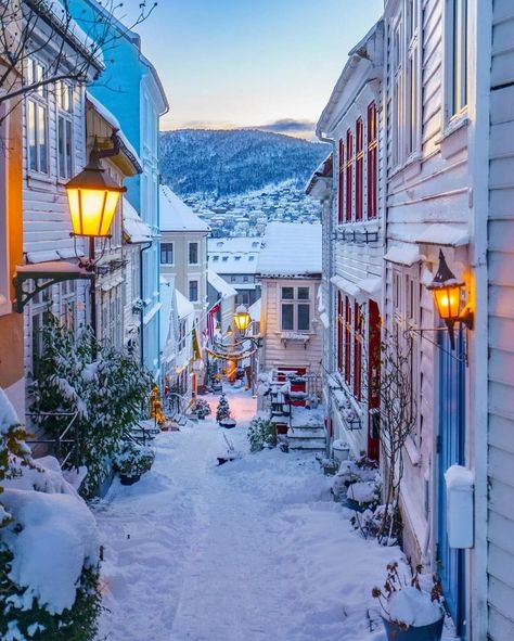 Bergen, Norway 🇳🇴 Photo owner: Anna T. Takle White Christmas Snow, Norway Christmas, Soothing Images, Norway Winter, Christmas Towns, Dramatic Landscape, Beautiful Norway, Frozen 3, Bergen Norway