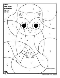 Owl Color by Number | Woo! Jr. Kids Activities Coloring Pages Of Animals, Owl Activities, Color By Number Printable, Kindergarten Colors, Travel Kids, Owl Coloring Pages, Farm Animal Coloring Pages, Preschool Colors, School Craft