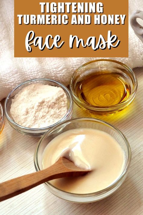 Discover the secret to glowing skin with our homemade skin care recipe for a DIY Turmeric & Honey Face Mask with Frankincense Essential Oil. This turmeric face mask not only tightens your skin but also helps reduce acne, making it a perfect addition to your homemade face masks collection. Follow our easy steps for a radiant complexion and enjoy the benefits of this turmeric mask. Try this turmeric face mask recipe today and elevate your homemade skin care routine! Tumeric And Honey Face Mask Recipe, Honey Mask Face Glowing Skin, How To Make Turmeric Face Mask, Turmeric And Honey Face Mask Benefits, Diy Turmeric Face Mask For Dark Spots, Diy Tumeric Face Pads, Face Tightening Mask, Diy Face Mask For Glowing Skin, Tumeric Face Mask For Acne