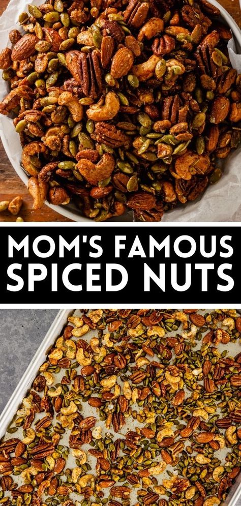 Nut Mix Recipe, Roasted Nuts Recipe, Spiced Nuts Recipe, Seasoned Nuts, Spicy Nuts, Walnut Recipes, Nut Snacks, Snack Mix Recipes, Nut Recipes