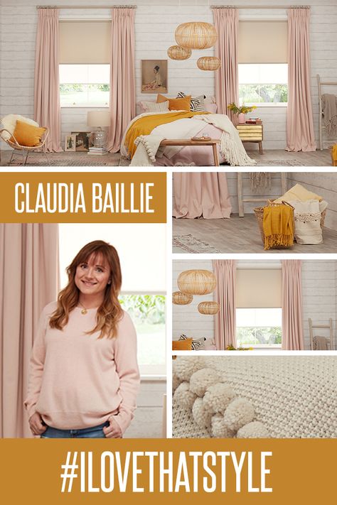 To give her design a fresh and contemporary feel, Claudia introduced warm shades of mustard, ochre and blush pink to the more subtle neutrals #ILOVETHATSTYLE Pink And Mustard Bedroom, Grey Boys Rooms, Diy Contemporary Home Decor, Rustic Color Schemes, Rustic Bedrooms, Nursery Rustic, Mustard Bedding, Modern Rustic Bedrooms, Pink And Mustard