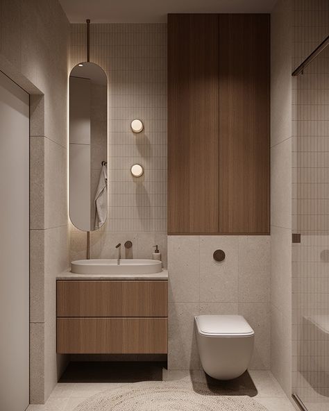 Japandi Bathroom :: Behance New Model Bathroom Design, Small Bathroom Ideas 5 M2, Japandi Bathroom With Bathtub, Cool Ensuite Bathrooms, Tiny Japandi Bathroom, Japandi Toilet And Bath, Japandi Bathroom Small Ideas, Japandi Bathroom Sink, Japandi Apartment Bathroom