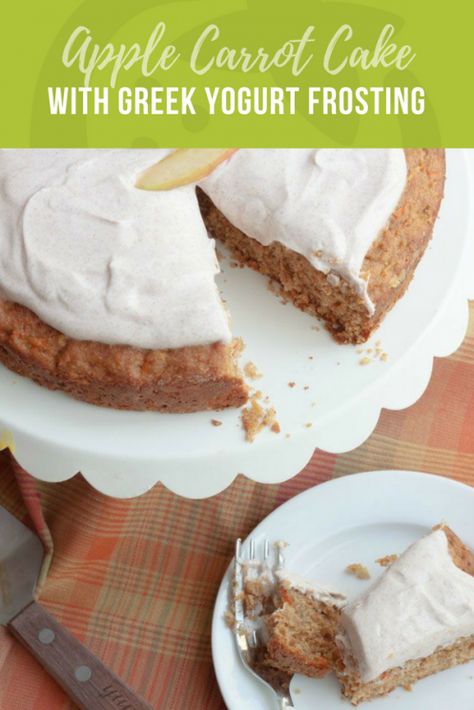 Apple Carrot Cake with Greek Yogurt Frosting - Super Healthy Kids Cake With Greek Yogurt, Frosting Healthy, Greek Yogurt Frosting, Carrot Cake Topping, Yogurt Frosting, Healthy Carrot Cakes, Super Healthy Kids, Baby Recipes, Healthy Greek Yogurt