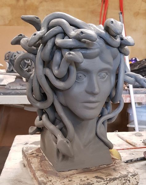 Ceramic Bust Sculpture, Clay Medusa, Medusa Sculpture, Clay Mask Art, Pottery Sale, Sculpture Art Projects, Medusa Art, Slab Ceramics, Sketchbook Journal