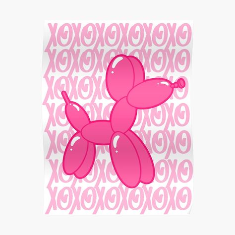 Balloon Dog Pink, Pink Dog Aesthetic, Balloon Dog Wallpaper, Balloon Dog Drawing, Pink Preppy Wallpaper, Valentines Wallpaper Iphone, Valentines Wallpaper, Pink Posters, Vertical Poster