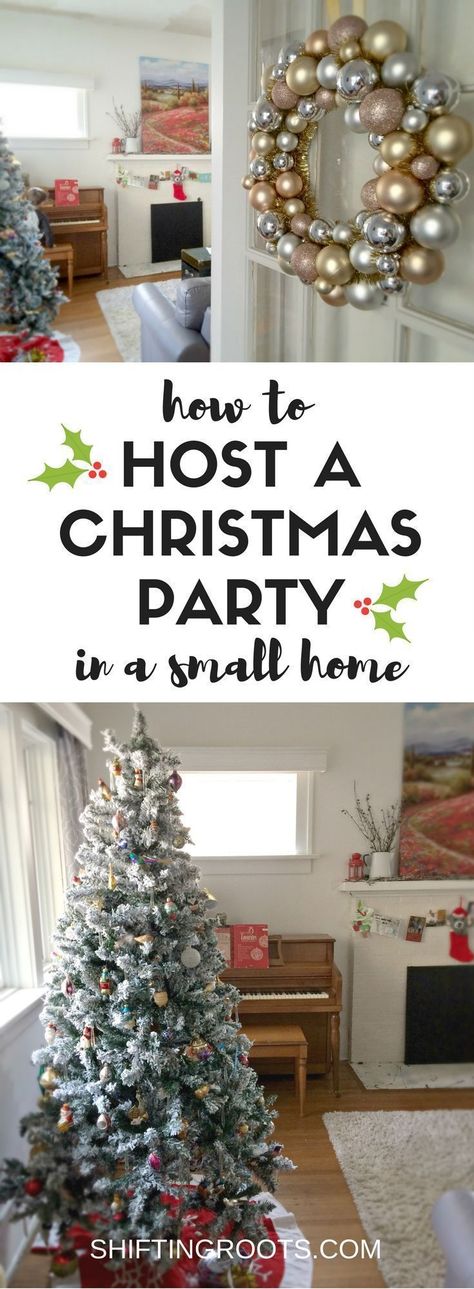 It's almost Christmas and it's time to party!! But how do you play the hostess when you live in a small space? Never fear, I've got plenty of tips and tricks to entertain in your tiny house or apartment so you can host the Christmas, Holiday, or Cookie Exchange party and keep all your guests happy. #christmas #holiday #entertaining #christmasparty #holidayparty #smallhouse #smallspace #apartment #smallspacehosting #hostess Host A Christmas Party, Hosting Christmas Eve, Christmas Party Planning, Almost Christmas, Cookie Exchange Party, Christmas Open House, Small Party, Christmas Apartment, Hosting Christmas