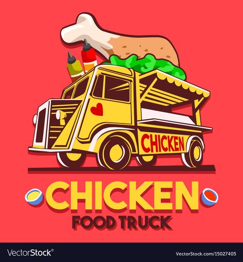 Chicken Food Truck, Food Truck Logo, Fast Food Logo, Crispy Fried Chicken Wings, Fast Food Logos, Truck Logo, Fast Food Places, Crispy Fried Chicken, Fried Chicken Wings