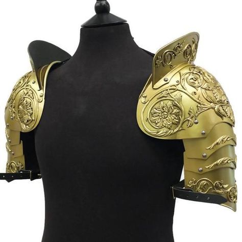 Medieval Shoulder Armor, Decorative Armor, Armor Medieval, Armor Reference, Gold Armor, Armor Design, Armor Clothing, Larp Armor, Female Armor