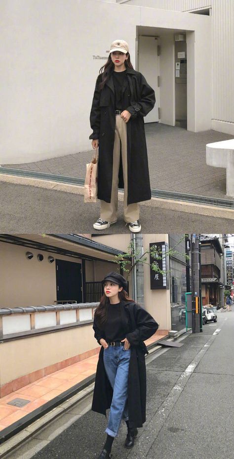 Japan Style Fashion Women, Japan Street Style Winter, Korean Fashion 2023 Winter, Seoul Winter Fashion, Japan Ootd Winter Cute Outfits, Japan Women Outfit, Long Coat Outfit Korean Style, South Korean Fashion Street Styles, Casual Spring Outfits Aesthetic