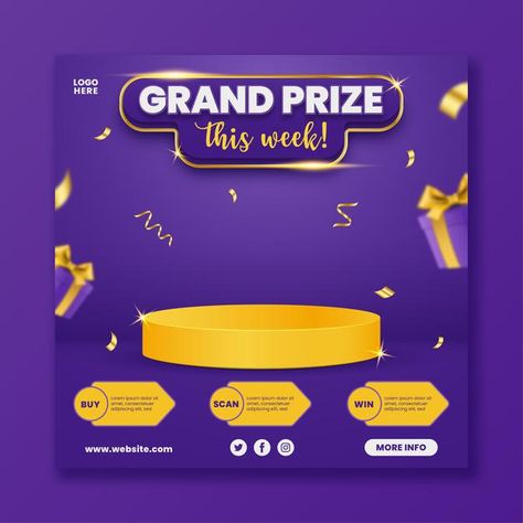 Grand prize announcement social media te... | Premium Vector #Freepik #vector #business #gold #gift #social-media Cash Prize Poster Design, Grand Prize Poster Design, Winner Announcement Design, Winners Poster Design, Gold Prize, Soft Cookies, Graphic Design School, Winner Announcement, Win Cash Prizes