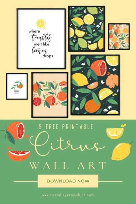 Kitchen Posters Printable Free, Kitchen Posters Printable, Kitchen Printables Free, Citrus Decor, Botanical Printables, Printable Wall Poster, Free Poster Printables, Jane Davenport, Free Wall Art